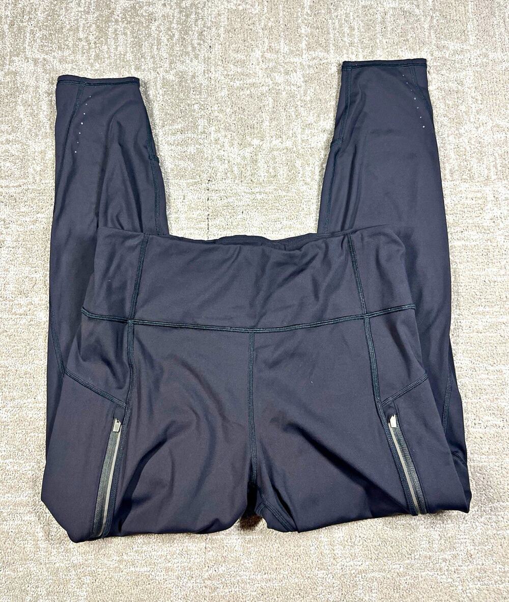 Athleta Rainier Tight Womens Black Pull On Zip Pocket Leggings Size L